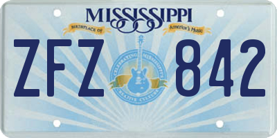 MS license plate ZFZ842