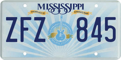 MS license plate ZFZ845