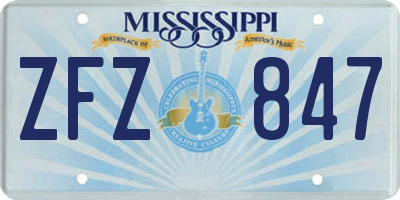 MS license plate ZFZ847