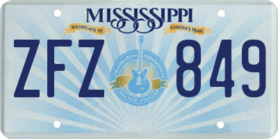 MS license plate ZFZ849