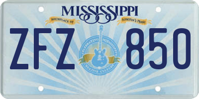 MS license plate ZFZ850
