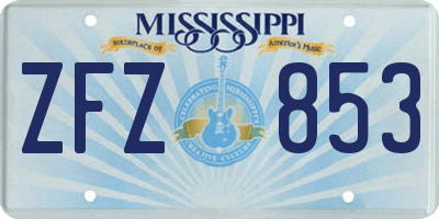 MS license plate ZFZ853