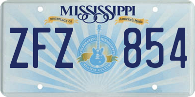 MS license plate ZFZ854