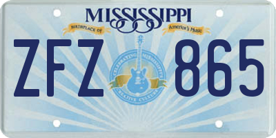 MS license plate ZFZ865