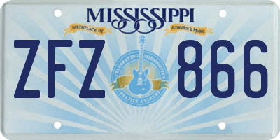 MS license plate ZFZ866
