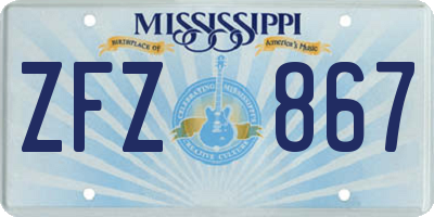 MS license plate ZFZ867
