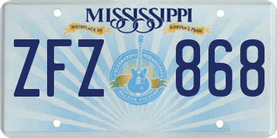 MS license plate ZFZ868