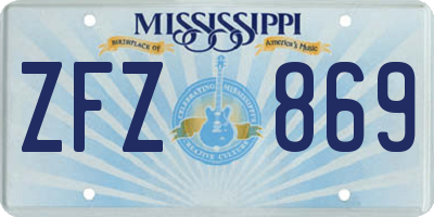 MS license plate ZFZ869