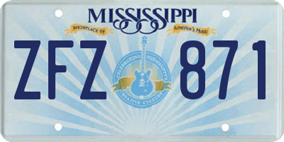 MS license plate ZFZ871