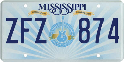 MS license plate ZFZ874