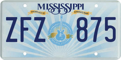 MS license plate ZFZ875