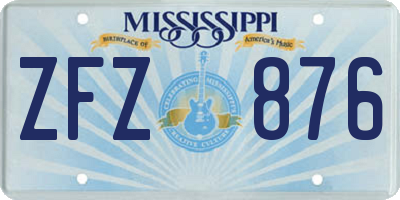 MS license plate ZFZ876