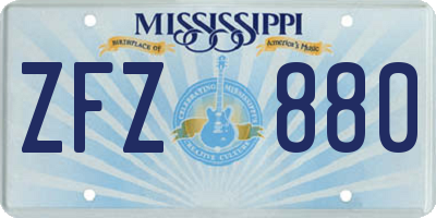 MS license plate ZFZ880