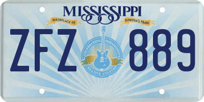 MS license plate ZFZ889