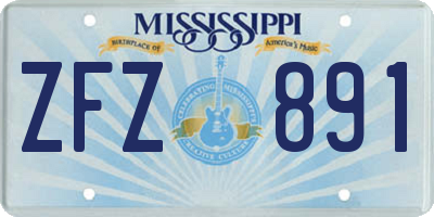 MS license plate ZFZ891