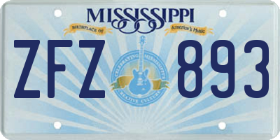 MS license plate ZFZ893