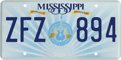 MS license plate ZFZ894
