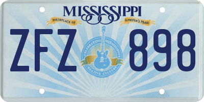 MS license plate ZFZ898