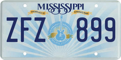 MS license plate ZFZ899