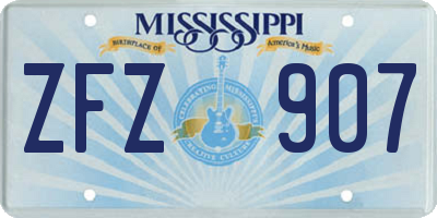 MS license plate ZFZ907