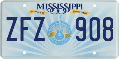 MS license plate ZFZ908