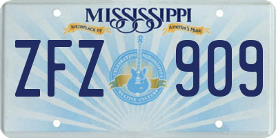 MS license plate ZFZ909