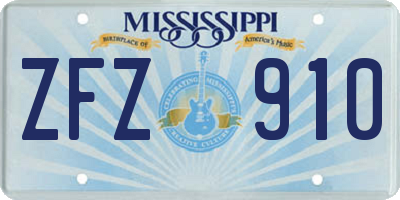 MS license plate ZFZ910