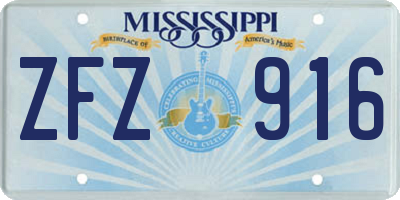 MS license plate ZFZ916