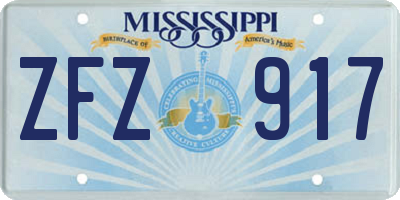 MS license plate ZFZ917