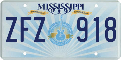 MS license plate ZFZ918