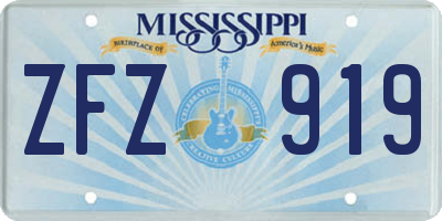 MS license plate ZFZ919