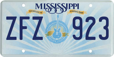 MS license plate ZFZ923