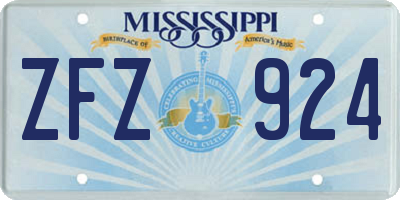MS license plate ZFZ924