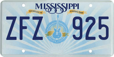MS license plate ZFZ925
