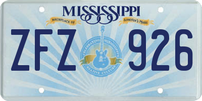 MS license plate ZFZ926
