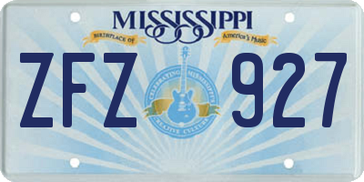 MS license plate ZFZ927