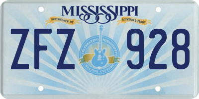 MS license plate ZFZ928