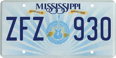 MS license plate ZFZ930