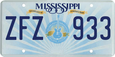 MS license plate ZFZ933
