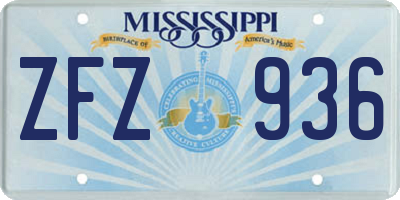 MS license plate ZFZ936