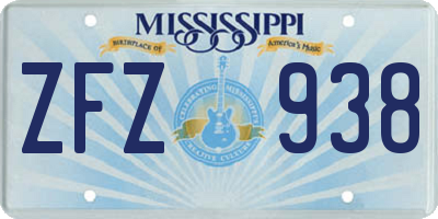 MS license plate ZFZ938