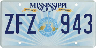 MS license plate ZFZ943