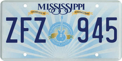 MS license plate ZFZ945