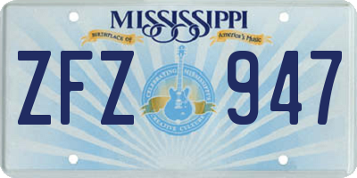 MS license plate ZFZ947