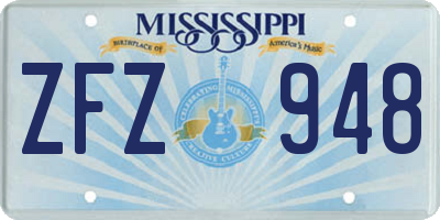 MS license plate ZFZ948
