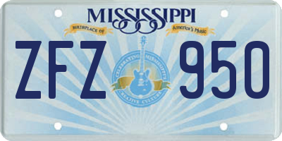 MS license plate ZFZ950