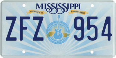 MS license plate ZFZ954