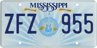 MS license plate ZFZ955