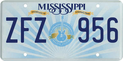 MS license plate ZFZ956