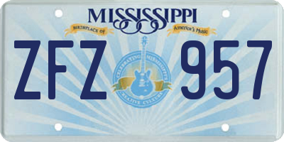 MS license plate ZFZ957